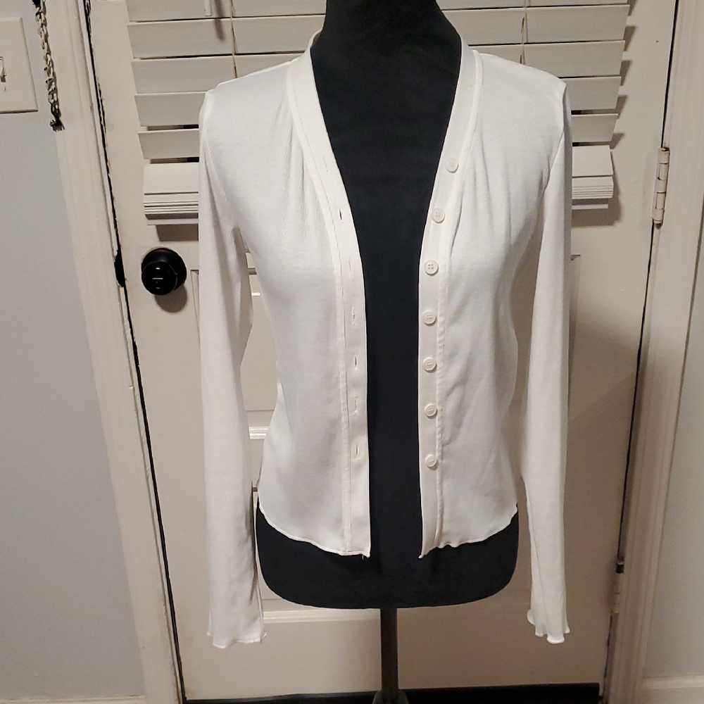 Dazy White Button-Up Cardigan